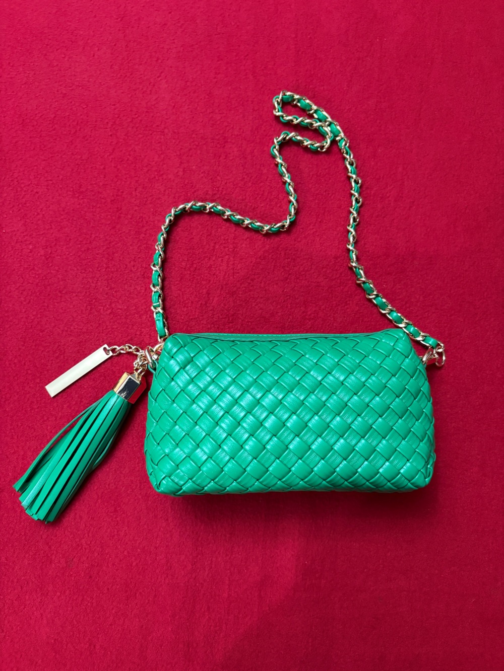 ALDO Braidaax Green Woven Crossbody Bag w/ Chain & Extra Strap